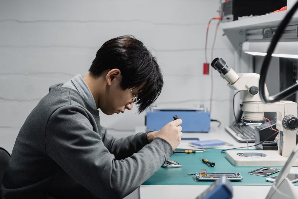 electronic engineer doing some electronic circuit design