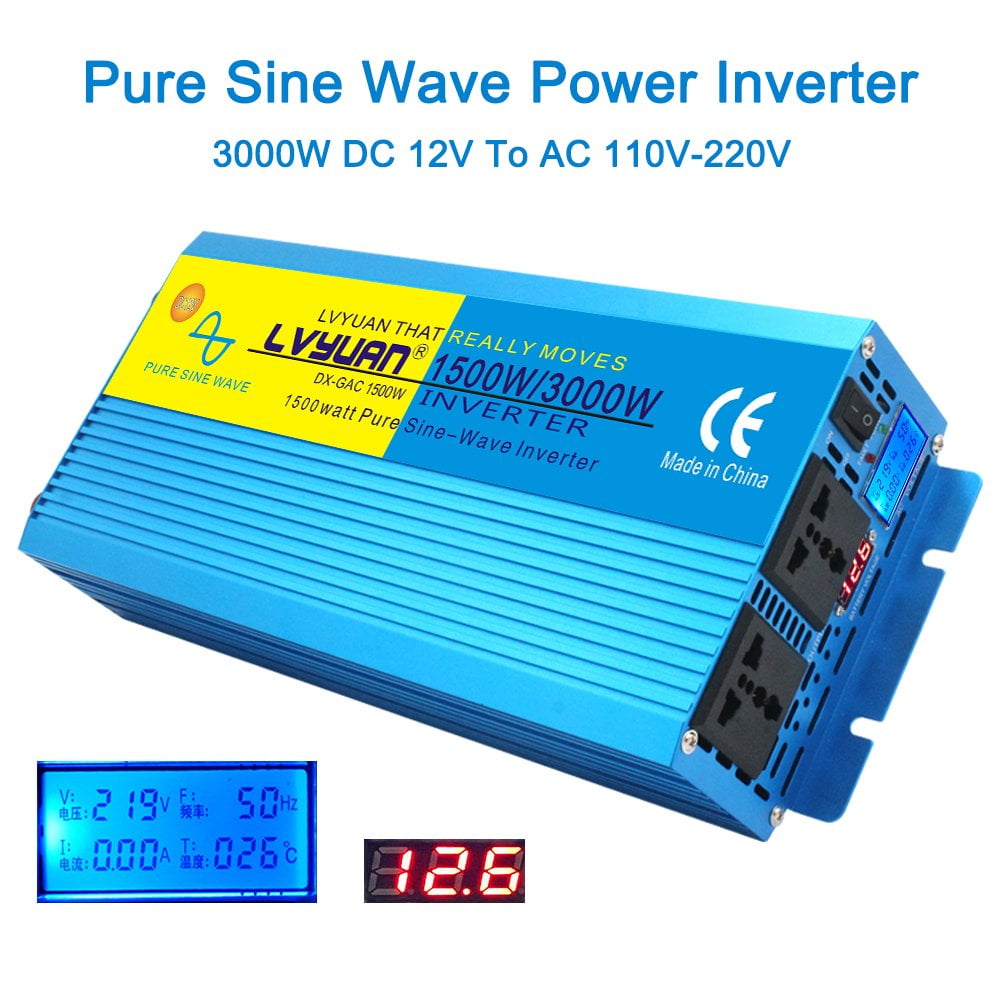 3000w 1500w power inverter 1500W 3000W Power Inverter 12VDC, 24VDC or 48VDC to 110VAC or 120VAC or 220VAC or 230VAC or 240VAC DC TO AC Pure Sine Wave Inverter for Home
