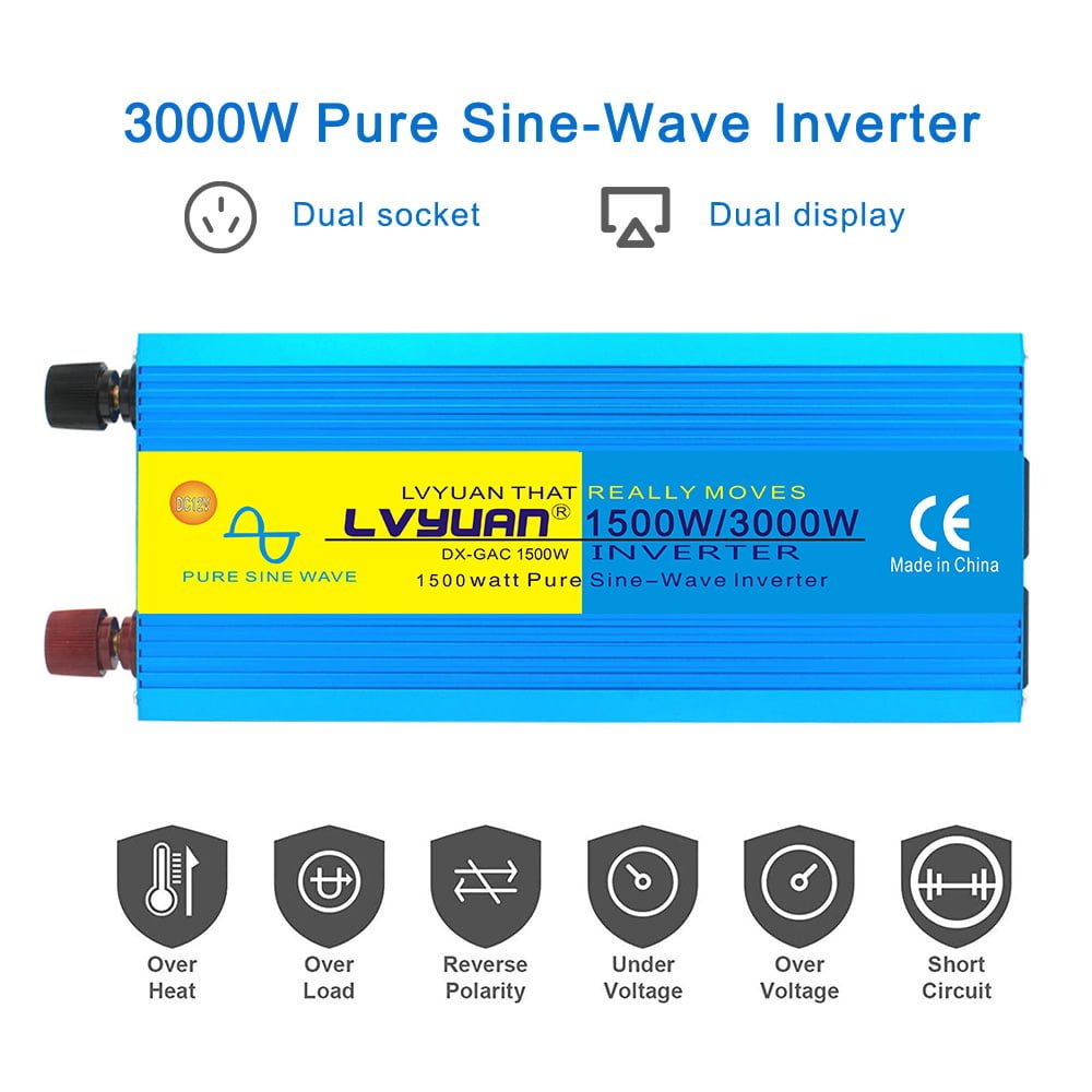 3000w 1500w pure sine wave inverter with 12v 1500W 3000W Power Inverter 12VDC, 24VDC or 48VDC to 110VAC or 120VAC or 220VAC or 230VAC or 240VAC DC TO AC Pure Sine Wave Inverter