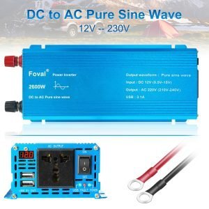 2600W Pure Sine Wave Power Inverter DC 12V AC 220V
