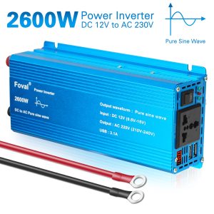 2600W Pure Sine Wave Power Inverter DC 12V To AC 220V - 230V
