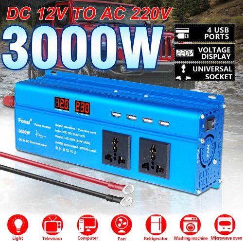 3000W Pure Sine Wave Solar Power Inverter | DC 12V To AC 220V – 230V 50Hz / 60Hz
