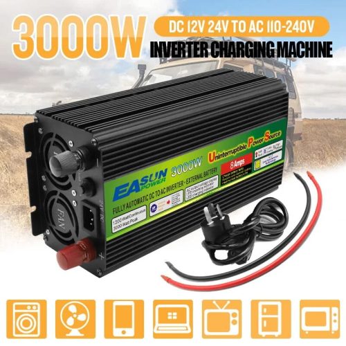 3000W Power Inverter With UPS Battery Charger | DC 12V / 24V To AC 220V – 230V 50Hz