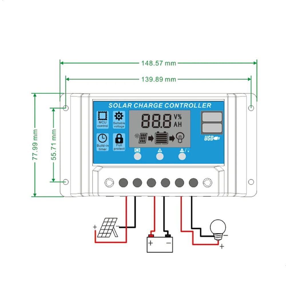 100A Solar Panel Charge Controller sizes